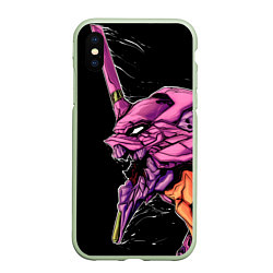 Чехол iPhone XS Max матовый Evangelion Eva 01, цвет: 3D-салатовый