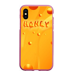 Чехол iPhone XS Max матовый Медовая волна Honey wave, цвет: 3D-малиновый
