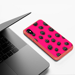 Чехол iPhone XS Max матовый Игра в кальмара TКК, цвет: 3D-красный — фото 2
