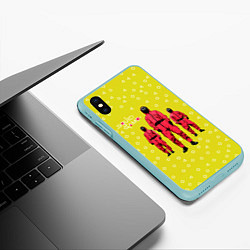 Чехол iPhone XS Max матовый Игра в кальмара Рабочие, цвет: 3D-мятный — фото 2