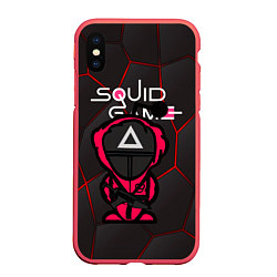 Чехол iPhone XS Max матовый Squid game BLACK, цвет: 3D-красный