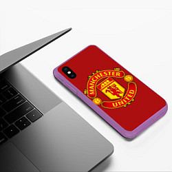 Чехол iPhone XS Max матовый Manchester United F C, цвет: 3D-фиолетовый — фото 2