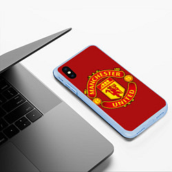 Чехол iPhone XS Max матовый Manchester United F C, цвет: 3D-голубой — фото 2