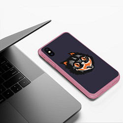 Чехол iPhone XS Max матовый Одержимый кот, цвет: 3D-малиновый — фото 2
