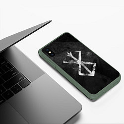 Чехол iPhone XS Max матовый BERSERK LOGO GRUNGE, цвет: 3D-темно-зеленый — фото 2