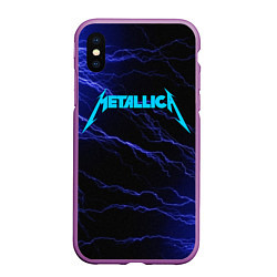 Чехол iPhone XS Max матовый METALLICA BLUE FLASH МЕТАЛЛИКА СИНИЕ МОЛНИИ, цвет: 3D-фиолетовый