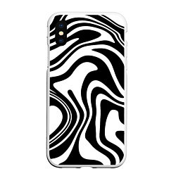 Чехол iPhone XS Max матовый Черно-белые полосы Black and white stripes, цвет: 3D-белый