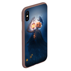 Чехол iPhone XS Max матовый ТЫКВИННЫЙ МОНСТР В ТУМАНЕ ХЕЛЛОУИН, цвет: 3D-коричневый — фото 2