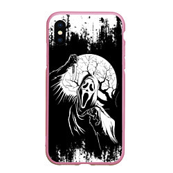 Чехол iPhone XS Max матовый Крик Хэллоуин Хоррор Scream Halloween, цвет: 3D-розовый