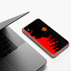 Чехол iPhone XS Max матовый МАНЧЕСТЕР ЮНАЙТЕД FCMU MANCHESTER UNITED RED DEVIL, цвет: 3D-коричневый — фото 2