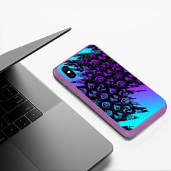 Чехол iPhone XS Max матовый GENSHIN NEON PATTERN SYMBOL НЕОН ЭМБЛЕМЫ, цвет: 3D-фиолетовый — фото 2