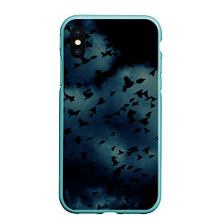 Чехол iPhone XS Max матовый Flock of birds, цвет: 3D-мятный