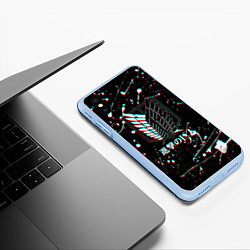 Чехол iPhone XS Max матовый Attack on titan: Glitch, цвет: 3D-голубой — фото 2