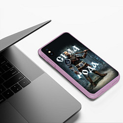 Чехол iPhone XS Max матовый Сила Рода Славянский воин, цвет: 3D-сиреневый — фото 2