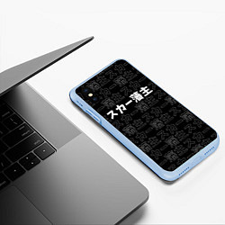Чехол iPhone XS Max матовый SCARLXRD WHITE LOGO PATTERN КОНТУР, цвет: 3D-голубой — фото 2