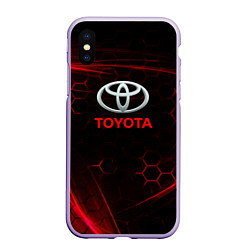 Чехол iPhone XS Max матовый Toyota Неоновые соты, цвет: 3D-светло-сиреневый