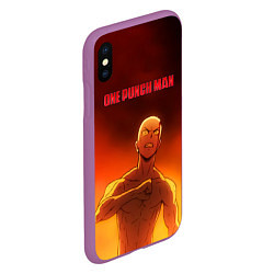 Чехол iPhone XS Max матовый Сайтама в огне One Punch-Man, цвет: 3D-фиолетовый — фото 2