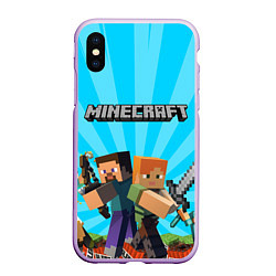 Чехол iPhone XS Max матовый МАЙНКРАФТ ГЕРОИ ИГРЫ MINECRAFT, цвет: 3D-сиреневый