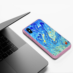 Чехол iPhone XS Max матовый Сползающие краски, цвет: 3D-розовый — фото 2