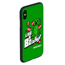 Чехол iPhone XS Max матовый LIKE A BOSS Minecraft Creepe, цвет: 3D-черный — фото 2