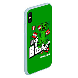 Чехол iPhone XS Max матовый LIKE A BOSS Minecraft Creepe, цвет: 3D-голубой — фото 2