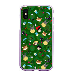 Чехол iPhone XS Max матовый Totoro&Kiki ALLSTARS, цвет: 3D-сиреневый