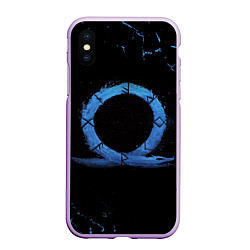 Чехол iPhone XS Max матовый GOD OF WAR LOGO ЭМБЛЕМА РАГНАРЁК, цвет: 3D-сиреневый