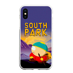 Чехол iPhone XS Max матовый Эпичный Картман в горах Южный Парк, цвет: 3D-белый