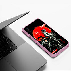 Чехол iPhone XS Max матовый Ван пис зоро самурай на черном фоне, цвет: 3D-розовый — фото 2