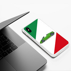 Чехол iPhone XS Max матовый Lamborghini Италия, цвет: 3D-белый — фото 2
