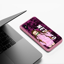 Чехол iPhone XS Max матовый НЕЗУКО, КЛИНОК РАССЕКАЮЩИЙ ДЕМОНОВ, цвет: 3D-малиновый — фото 2