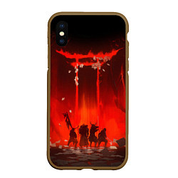 Чехол iPhone XS Max матовый GHOST OF TSUSHIMA САМУРИ В ОГНЕ, цвет: 3D-коричневый