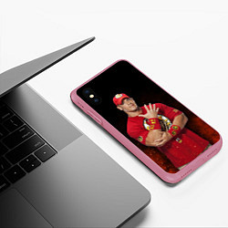 Чехол iPhone XS Max матовый Rise above hate, цвет: 3D-малиновый — фото 2