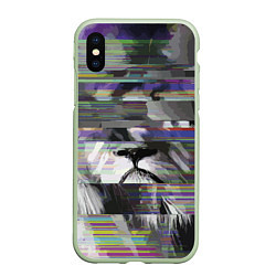 Чехол iPhone XS Max матовый Glitch lion 2020, цвет: 3D-салатовый