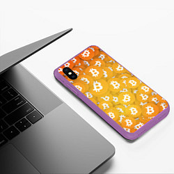 Чехол iPhone XS Max матовый Биткоин текстура, цвет: 3D-фиолетовый — фото 2