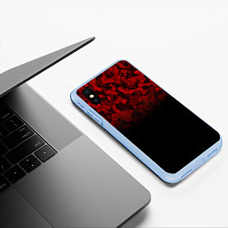 Чехол iPhone XS Max матовый BLACK RED CAMO RED MILLITARY, цвет: 3D-голубой — фото 2