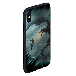 Чехол iPhone XS Max матовый TES FUS RO DAH DRAGON, цвет: 3D-черный — фото 2