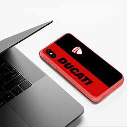 Чехол iPhone XS Max матовый DUCATI BLACK RED BACKGROUND, цвет: 3D-красный — фото 2