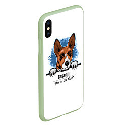 Чехол iPhone XS Max матовый Собака Басенджи, цвет: 3D-салатовый — фото 2