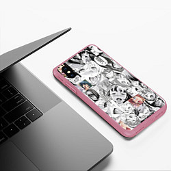 Чехол iPhone XS Max матовый AHEGAO фон из девочек, цвет: 3D-малиновый — фото 2