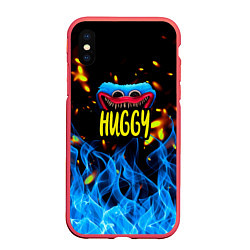 Чехол iPhone XS Max матовый Poppy Playtime: Blue Fire, цвет: 3D-красный
