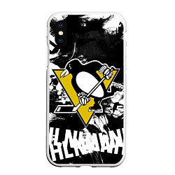 Чехол iPhone XS Max матовый Питтсбург Пингвинз Pittsburgh Penguins, цвет: 3D-белый