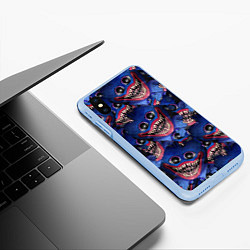 Чехол iPhone XS Max матовый Huggy Wuggy: Pattern Face, цвет: 3D-голубой — фото 2