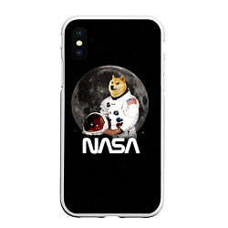 Чехол iPhone XS Max матовый Доги Космонавт Мем Наса Doge, цвет: 3D-белый