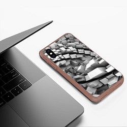 Чехол iPhone XS Max матовый Геометрическая объёмная абстракция, цвет: 3D-коричневый — фото 2