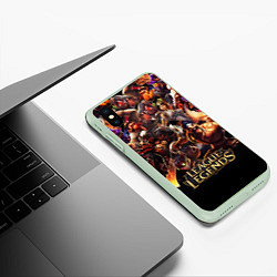 Чехол iPhone XS Max матовый LEAGUE OF LEGENDS НЕОН БРЫЗГИ КРАСОК, цвет: 3D-салатовый — фото 2