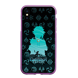 Чехол iPhone XS Max матовый Genshin Impact Xiao, цвет: 3D-фиолетовый