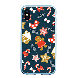 Чехол iPhone XS Max матовый Merry Christmas!!!, цвет: 3D-голубой