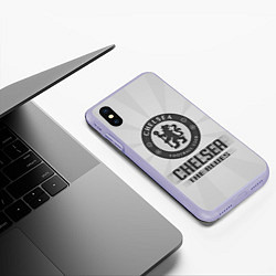 Чехол iPhone XS Max матовый Chelsea FC Graphite Theme, цвет: 3D-светло-сиреневый — фото 2