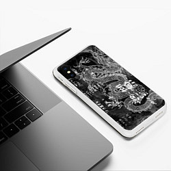 Чехол iPhone XS Max матовый Dragon Fire Иероглифы Японский Дракон, цвет: 3D-белый — фото 2